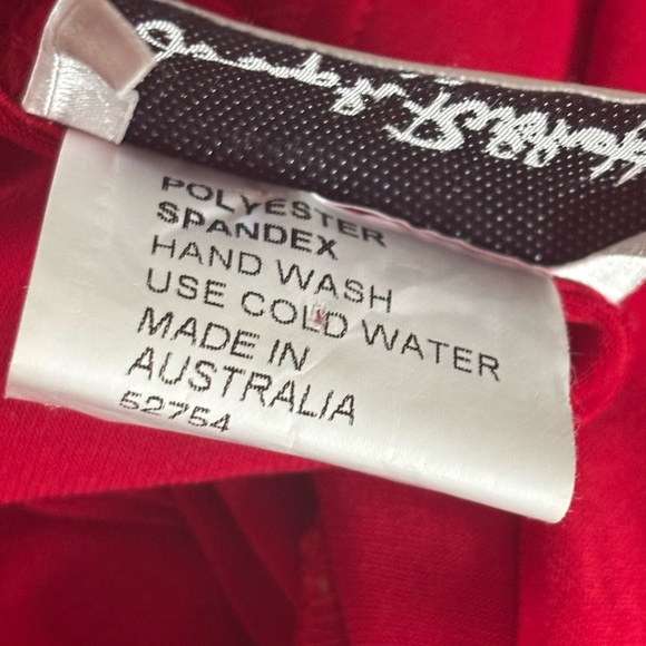 JOSEPH RIBKOFF Red Off The Shoulder Halter Style Blouse Drape Neck Top Sz 16 - Picture 11 of 11